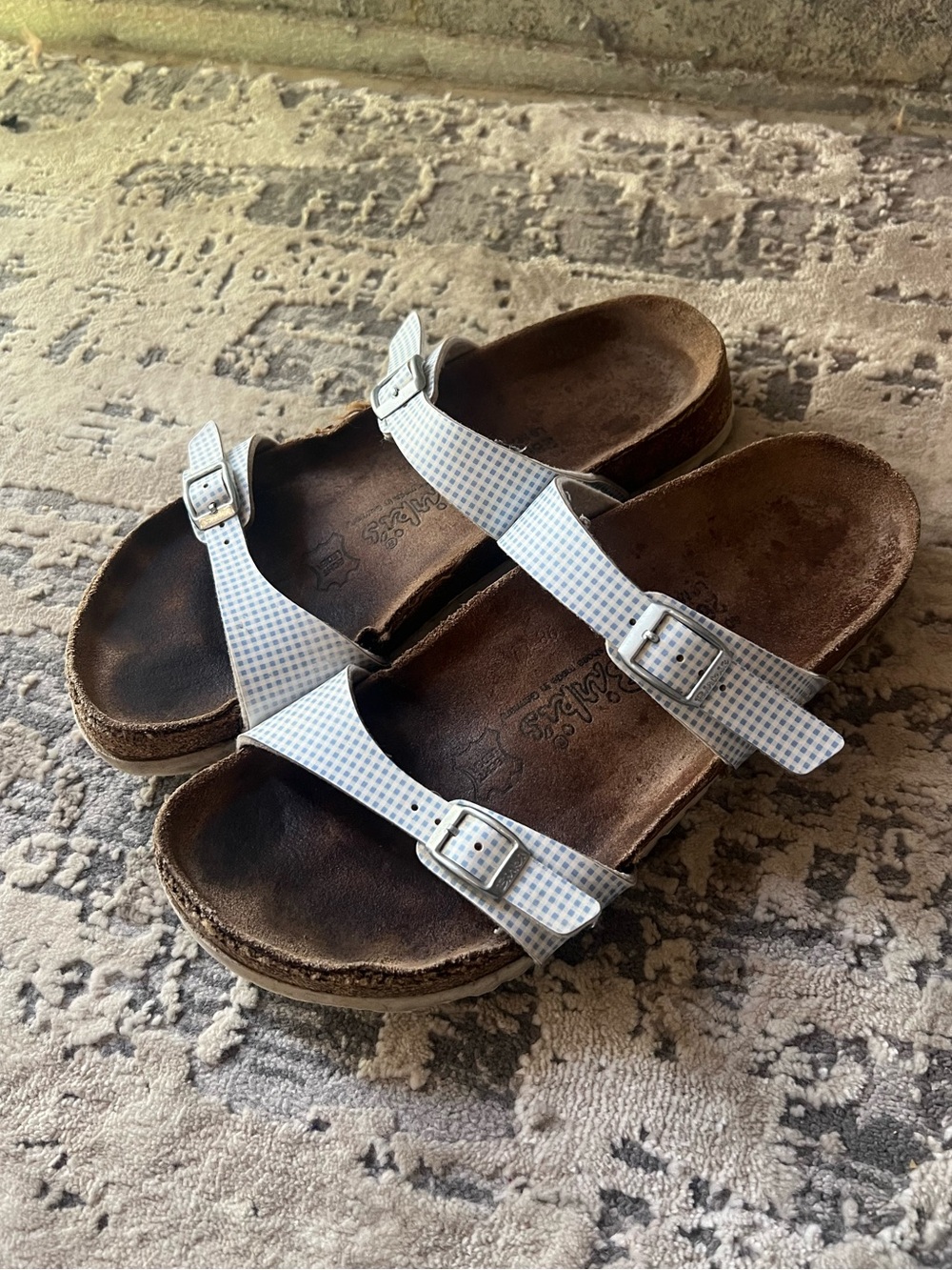 Birki's Birkenstock Blue Gingham Sandals Size 9 US